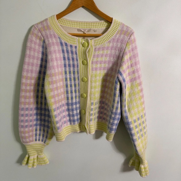 NWT LoveShackFancy Keoni Wool Blend Cardigan in Mint Jelly Size Small - Picture 3 of 8